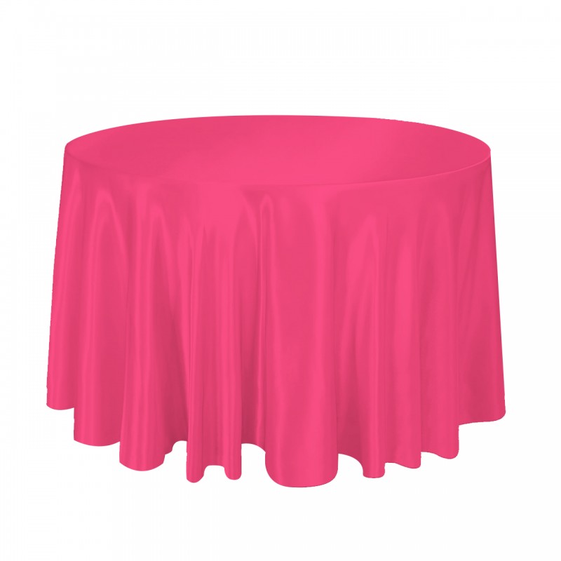 120 Inch Round Satin Tablecloth Fuchsia 