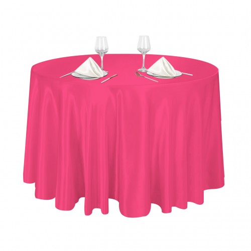 120 Inch Round Satin Tablecloth Fuchsia