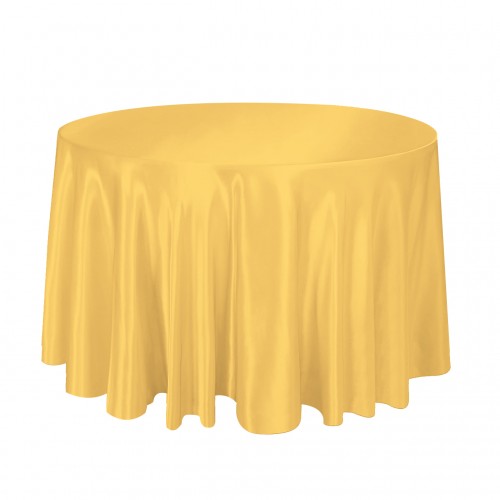 120 Inch Round Satin Tablecloth Gold