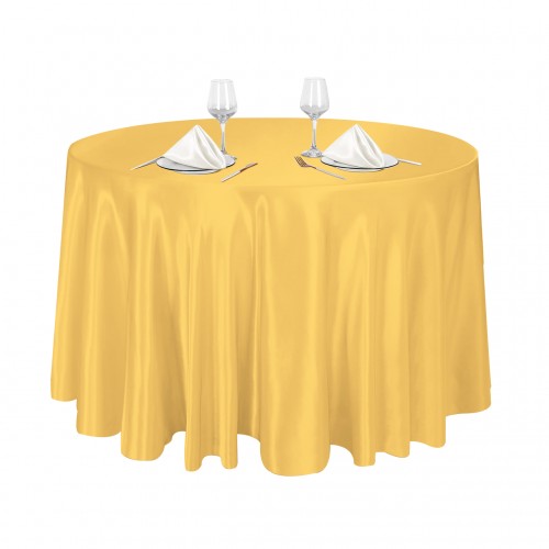 120 Inch Round Satin Tablecloth Gold