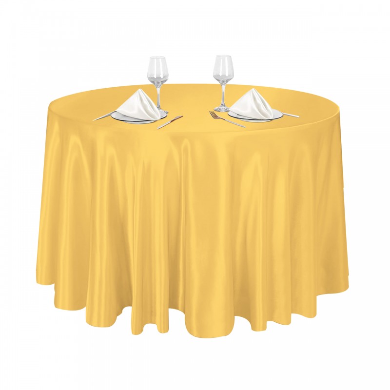 120 Inch Round Satin Tablecloth Gold 