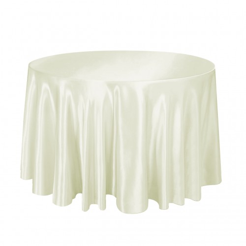 120 Inch Round Satin Tablecloth Ivory