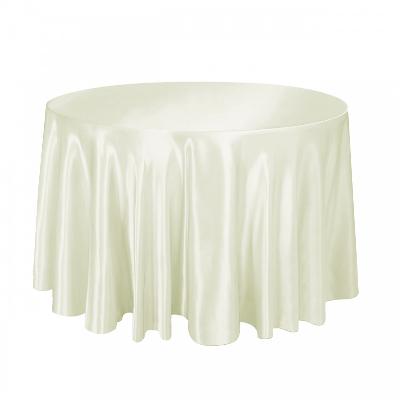 120 Inch Round Satin Tablecloth Ivory 