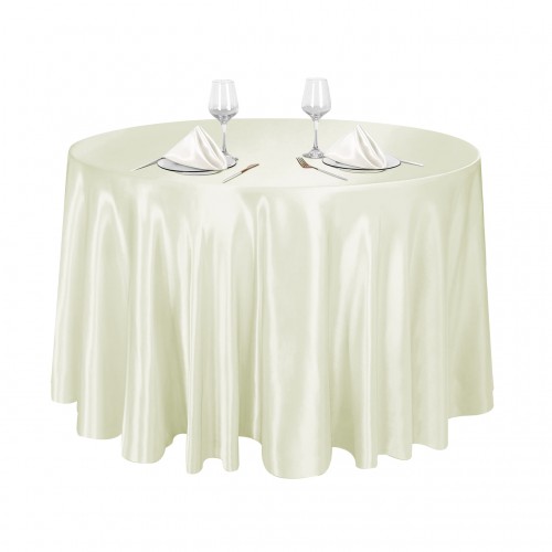 120 Inch Round Satin Tablecloth Ivory