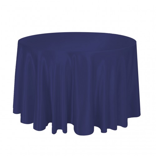 120 Inch Round Satin Tablecloth Navy Blue