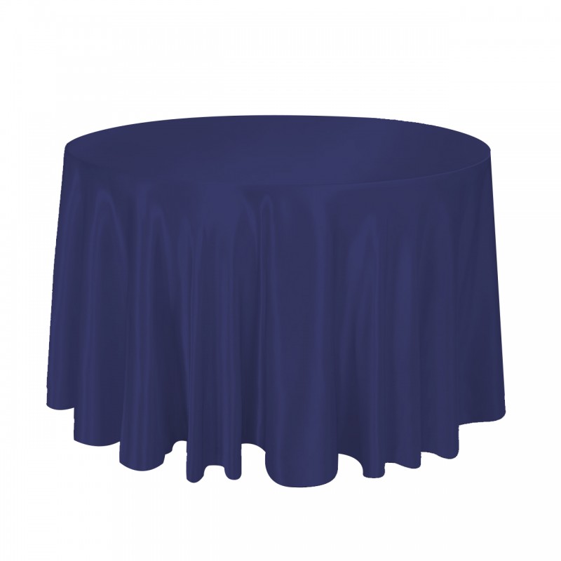 120 Inch Round Satin Tablecloth Navy Blue 