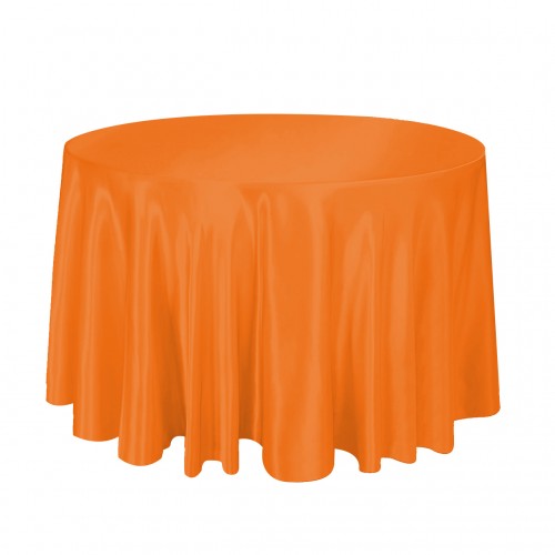 120 Inch Round Satin Tablecloth Orange