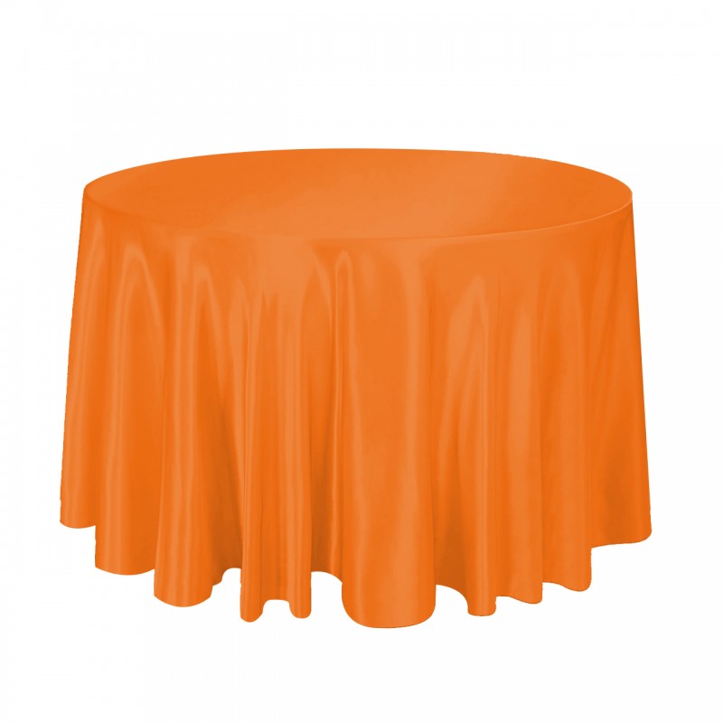 120 Inch Round Satin Tablecloth Orange