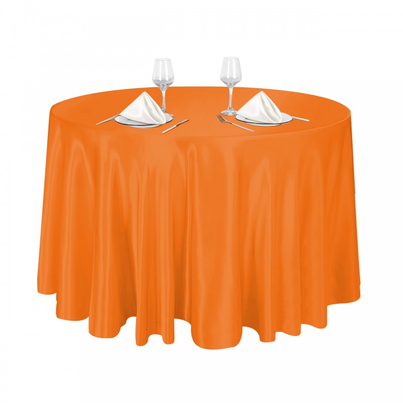 120 Inch Round Satin Tablecloth Orange 