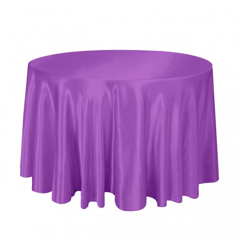 120 Inch Round Satin Tablecloth Purple