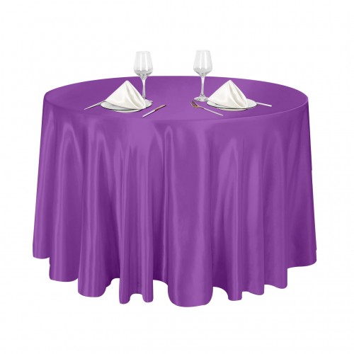 120 Inch Round Satin Tablecloth Purple