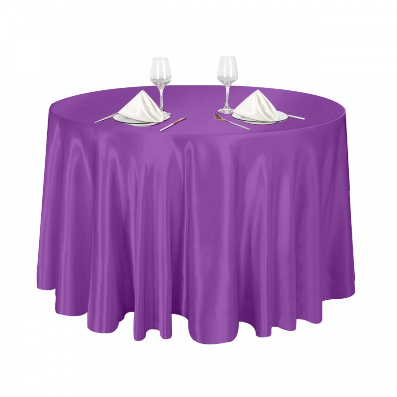 120 Inch Round Satin Tablecloth Purple 