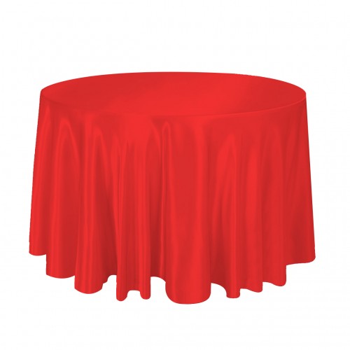 120 Inch Round Satin Tablecloth Red