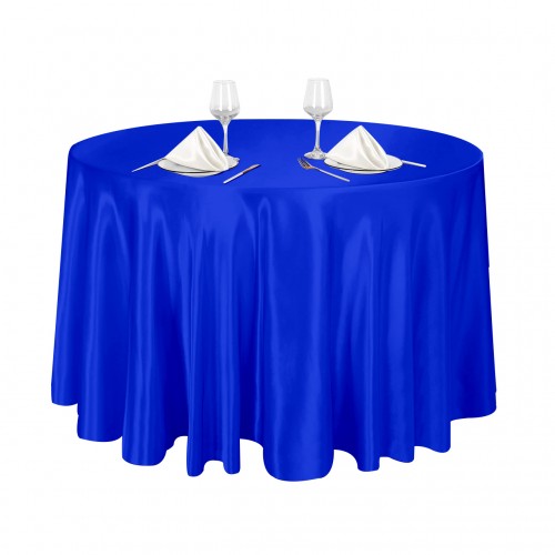 120 Inch Round Satin Tablecloth Royal Blue 