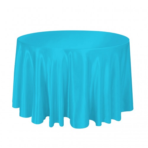 120 Inch Round Satin Tablecloth Turquoise