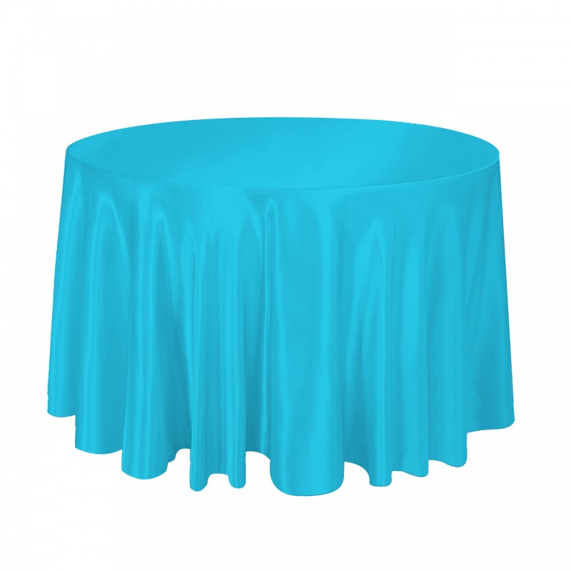 120 Inch Round Satin Tablecloth Turquoise