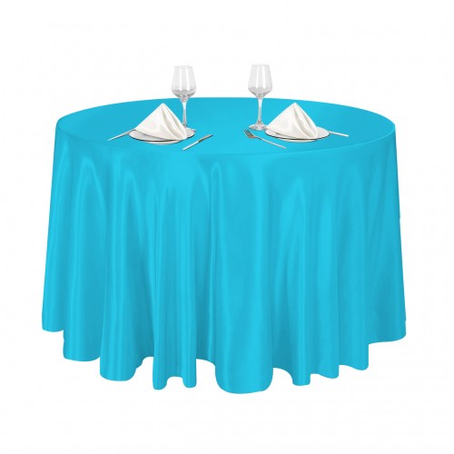 120 Inch Round Satin Tablecloth Turquoise