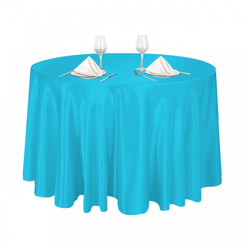 120 Inch Round Satin Tablecloth Turquoise 