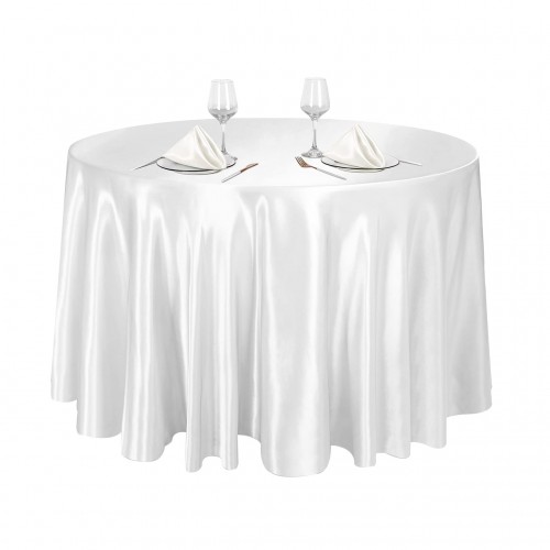 120 Inch Round Satin Tablecloth White 